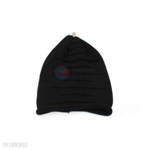 Custom Black Warm Knitted Hat For Winter