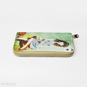 Fashionable Girl Design Rectangular PU Purse/<em>Wallet</em> for Ladies