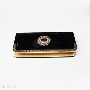 Sparkling Black Rectangular PU Purse/<em>Wallet</em> for Ladies