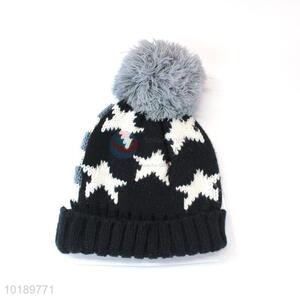 Fashion Star Pattern Warm Knitted Hat With Pompom