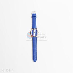 PU Blue Striped Watch Wrist Lady Watch