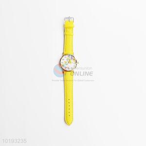 2017 yellow pu belt women wrist watch