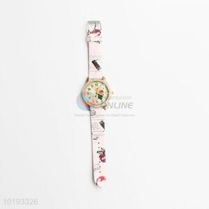 Vintage pink printed rhinestone women watches