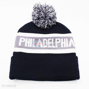 Promotional warm winter hat/acrylic knitted hat with top ball