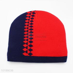 Fashion design red-dark blue knitted hat