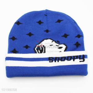 Wholesale blue dog pattern knitted hat for kids