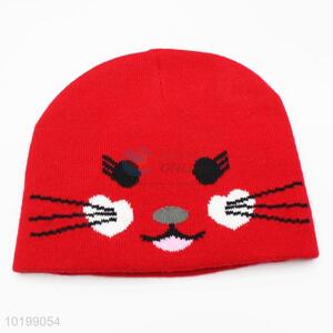 Good quality red cartoon knitted hat for kids