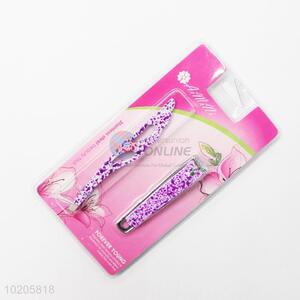 Hot Sale 2pcs Stainless Steel Nail Clipper/Eyebrow Tweezers Beauty Tool Set