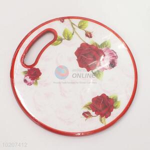 Fashion Style Round Shaped Rose Pattern Plastic Kitchen Tools Chopping Board