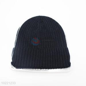 Black knitted winter beanie hat