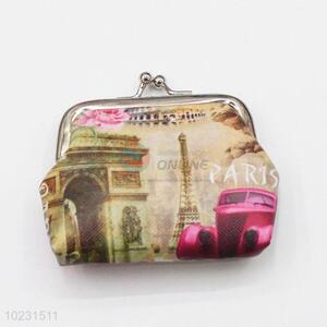 Vintage Building Pattern PVC Women Coin Bag