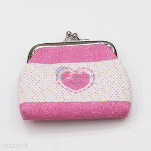 Pink Heart PVC Coin Bag for Women