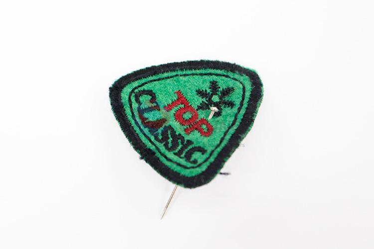 Fashionable cheap promotional embroidery badge brooch