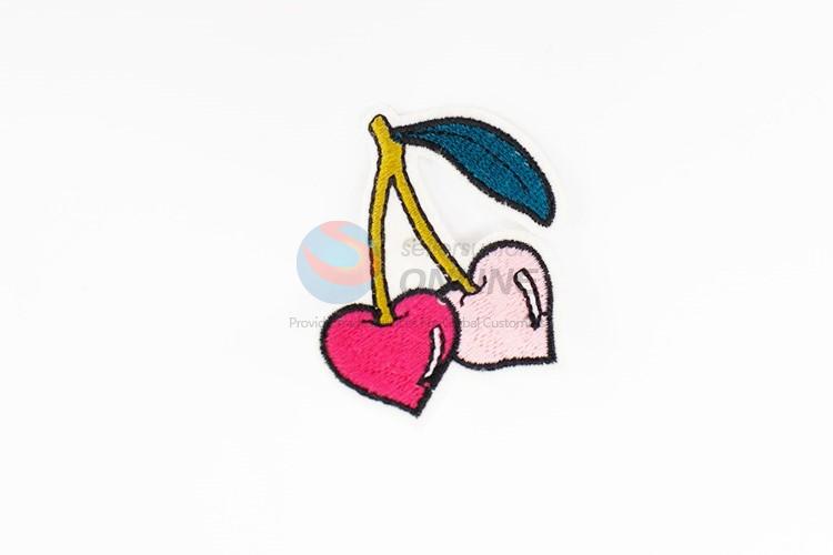 Low price cherry shape shape embroidery badge brooch