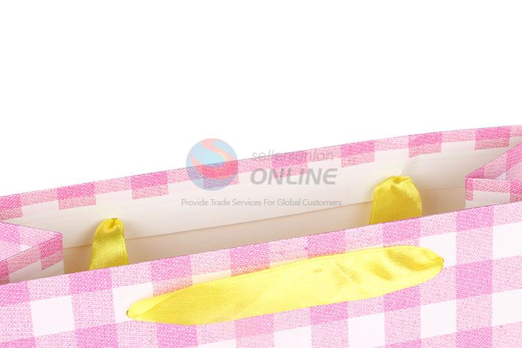 Pink Gift Bag/Paper Packing Bag with Yellow Ribbon Handle