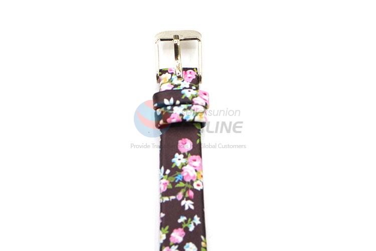 Beautiful Flower Printed Wrist Watch with Leathern Watchband Watchband for Sale