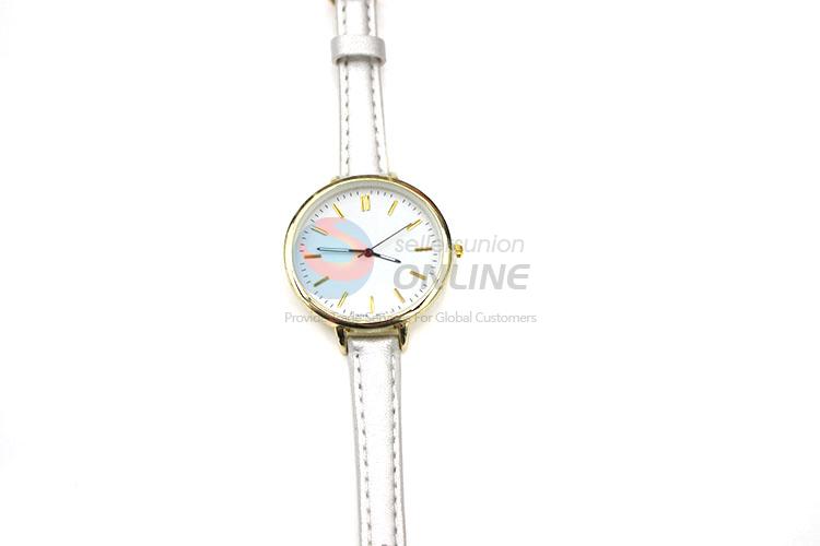 Hot Sale White Wrist Watch with Leathern Watchband for Sale