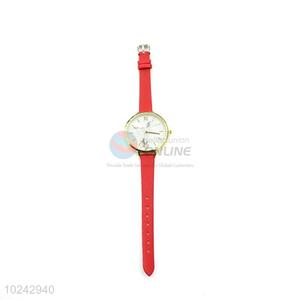 Popular Red Wrist Watch with Leathern Watchband for Sale