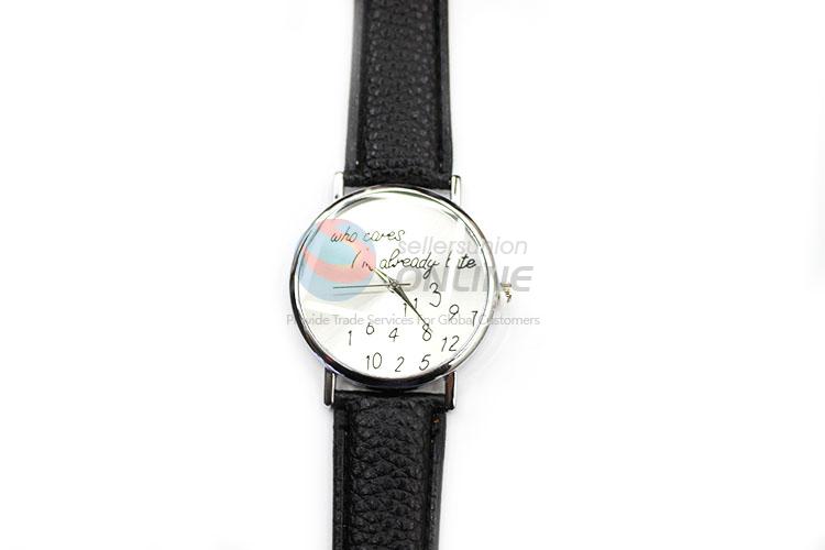 Classic Black Wrist Watch with Leathern Watchband for Sale