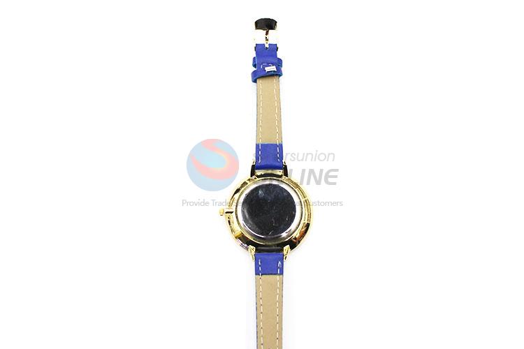 Fashionable Blue Wrist Watch with Leathern Watchband for Sale