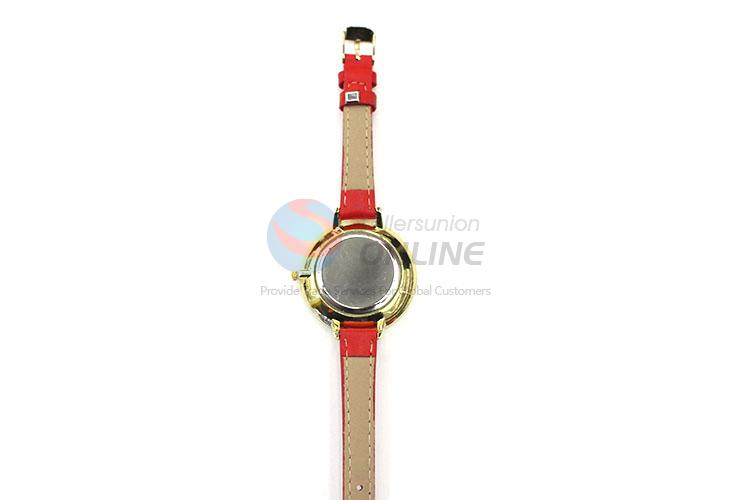 Promotional Red Wrist Watch with Leathern Watchband for Sale