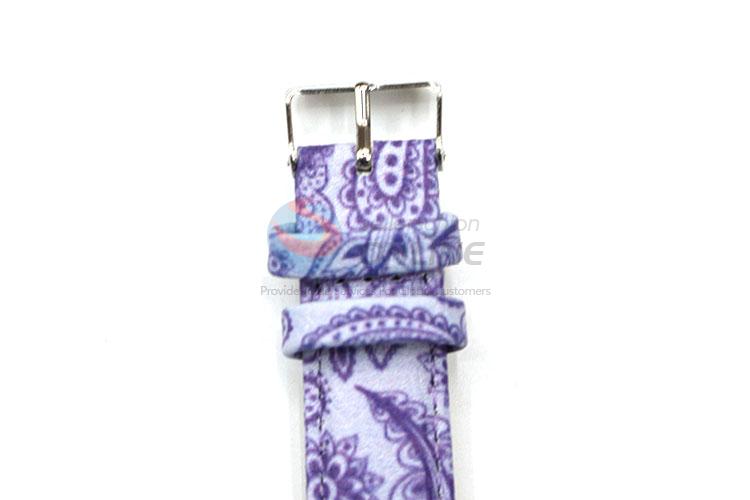 Fashionable Purple Wrist Watch with Leathern Watchband for Sale