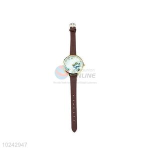 Wholesale Coffee Wrist Watch with Leathern Watchband for Sale