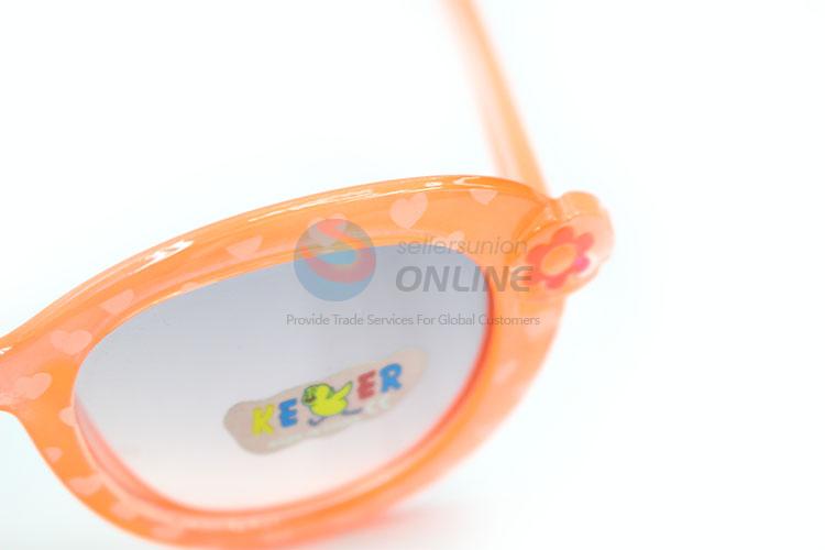 Unique Design Orange Sunglasses For Children With Flower Decoration