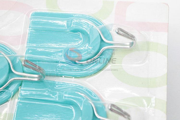 Utility And Durable 3 Pcs Blue Color Plastic Sticky Hook