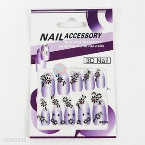 3D Nail Stickers Embossed Purple Flowers Design Nail