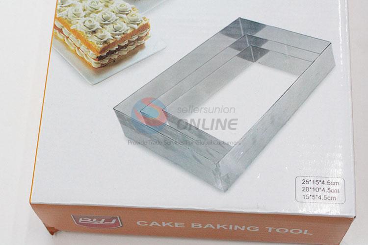 3pcs Rectangular Stainless Steel Cake Moulds Set