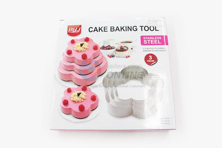 3pcs Flower Shaped Stainless Steel Cake Moulds Set