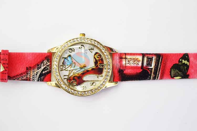 Red High-heel Casual Bracele Watch For Girls/Fashion Quartz Wristwatch