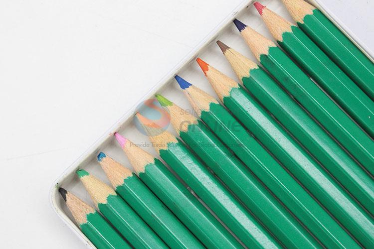 Factory Direct 12 Colors Wooden Colour Pencil in Iron Box