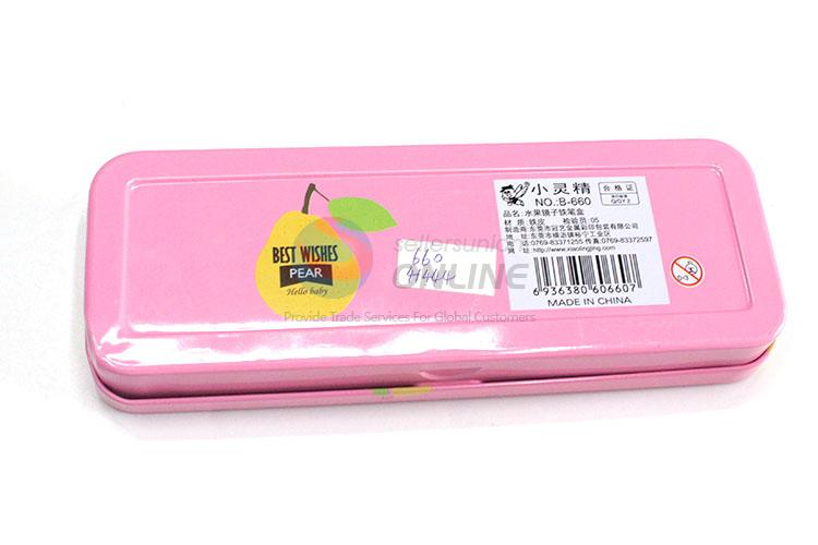 New Arrival Pear Pattern Iron Pencil Box for Student