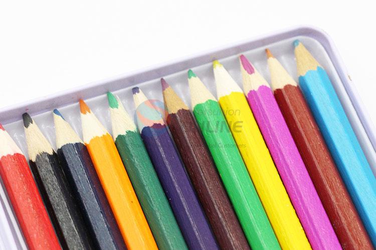 Made In China 12 Colors Colored Pencils Set In Iron Box