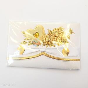 Top Seller Golden Flower Pattern Paper Greeting Card/Wishes Gift Card