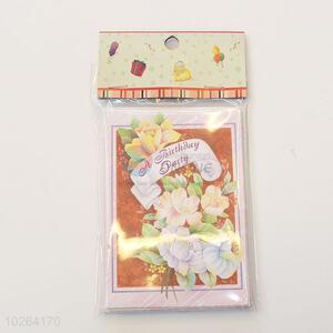 Wholesale Flowers Pattern Wishes Card/Birthday Greeting Card