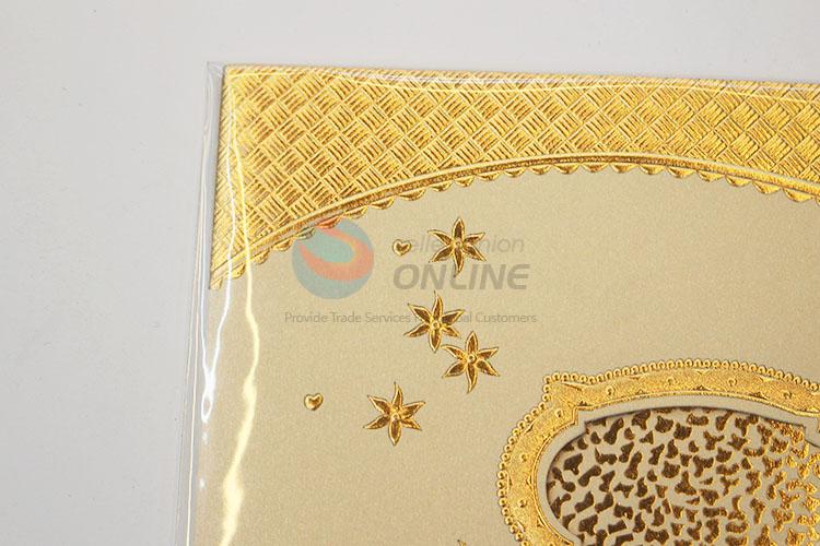 Portable Golden Flower Pattern Paper Greeting Card/Wishes Gift Card