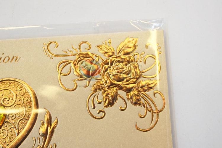 Glitter Golden Heart Pattern Paper Birthday Greeting Card/Wishes Gift Card