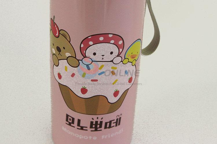 Low Price Pink Color Cartoon Animals Pattern Portable Water Bottle Water Cup/304 Stainless Steel Vacuum Cup