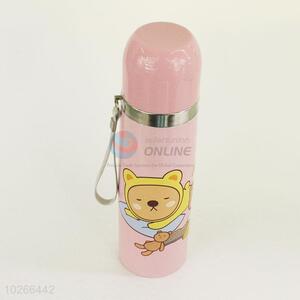 Top Quality Pink Color Cartoon Cat Pattern 201 Stainless Steel Vacuum Cup Portable Water Bottles