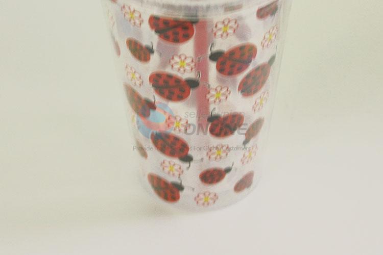 Lovely Cartoon Coccinella Septempunctata Pattern Water Cup Tea Cup Plastic Cup with Red Straw