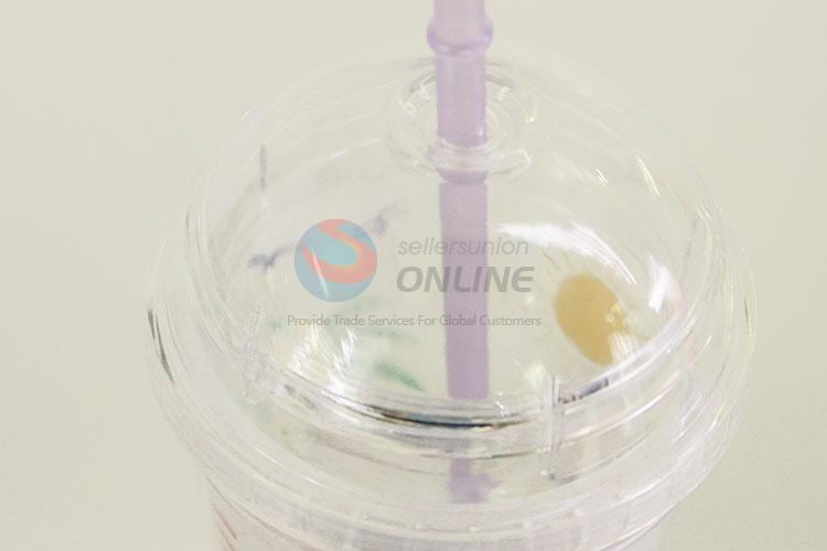 Cheap Price Plastic Cup with Straw Creative Personalized Coffee Milk Tea Cup Potable Cup