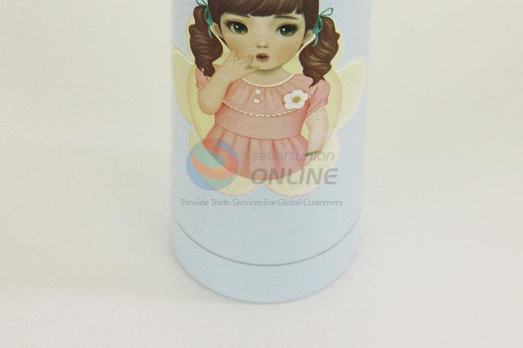 Portable Sky Blue Color Cartoon Girl Pattern Portable Water Bottle Water Cup/304 Stainless Steel Vacuum Cup