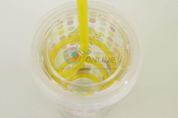 Plastic Cup with Straw High Temperature Cup Water Plastic Transparent Portable Cup Cake Drinking Bottle