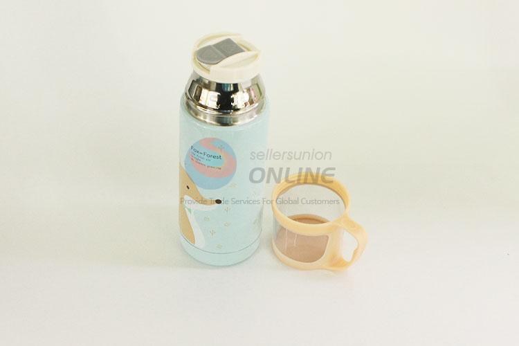 High Quality  Sky Blue Color Cartoon Fox Pattern Water Bottle 201 Stainless Steel Vacuum Cup Portable Water Bottles