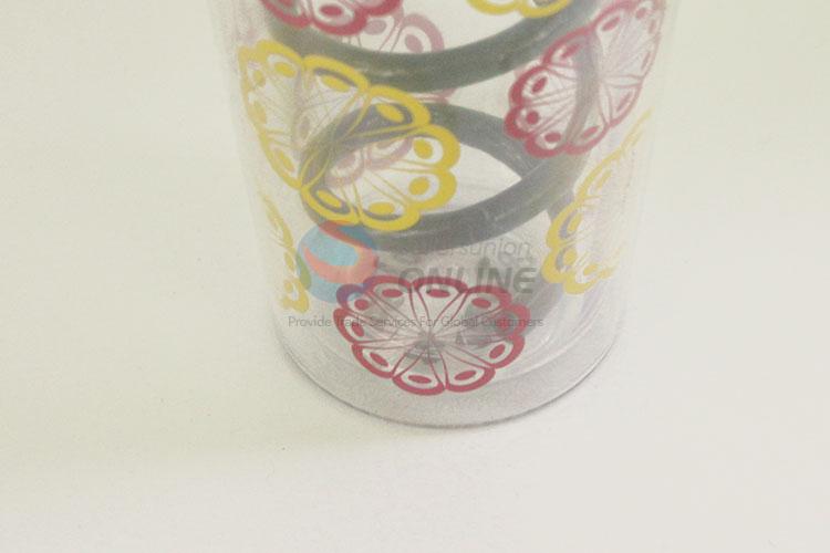 Portable Flowers Pattern Portable Water Bottle Water Cup with Black Straw