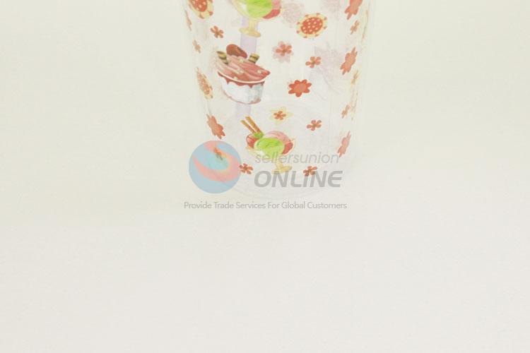 Flower Pattern Plastic Creative Fruit Juice for Summer Water Bottles Ice Plastic Cup with Straw