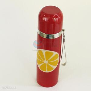 Best Selling Red Color Lemon Pattern 201 Stainless Steel Vacuum Cup Portable Water Bottles